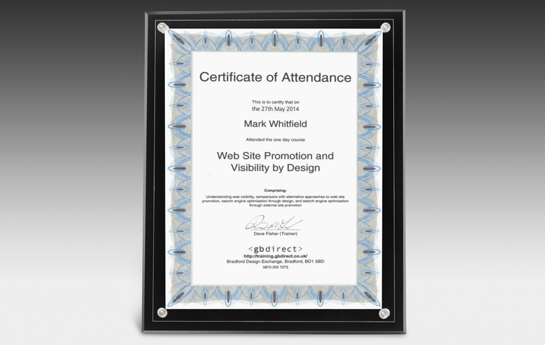 Large Certificate Holder - Clear on Black - 8" x 10" Insert Large Certificate Holder - Clear on Black - 8" x 10" Insert